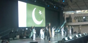 Pakistan fans stood up in joy as artists performed on local songs.
