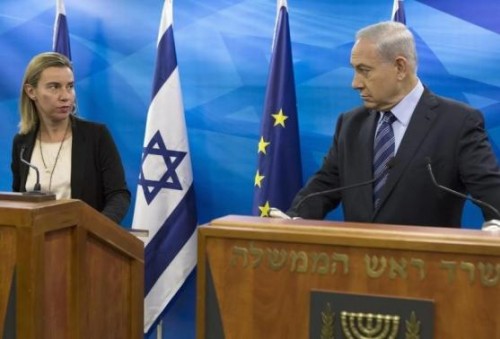 European Union foreign policy chief Federica Mogherini (L) attends a media conference with Israeli Prime Minister Benjamin Netanyahu in Jerusalem November 7, 2014.