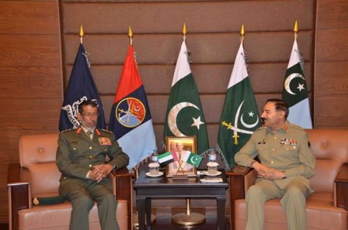 United Arab Emirates Chief of Staff Lieutenant General Hamad Mohamed Thani Al Rumaithy calls on Joint Chiefs of Staff Committee (CJCSC) Chairman General Rashad Mahmood. 