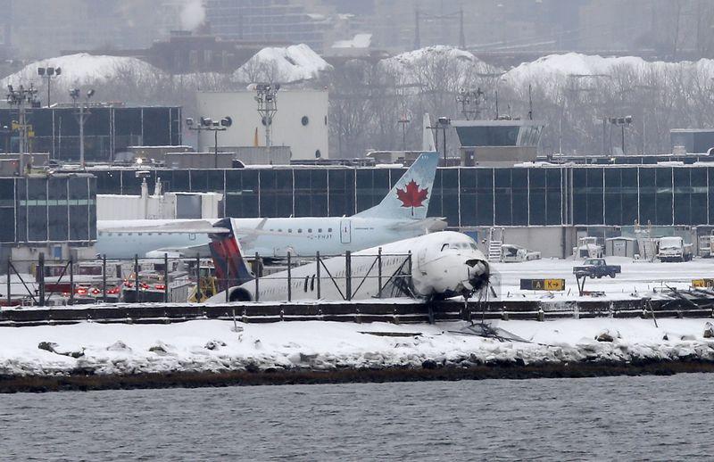Private airliner skids off the runway at NY airport