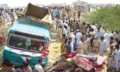 Eight of a family killed in van-dumper collision in Karachi 