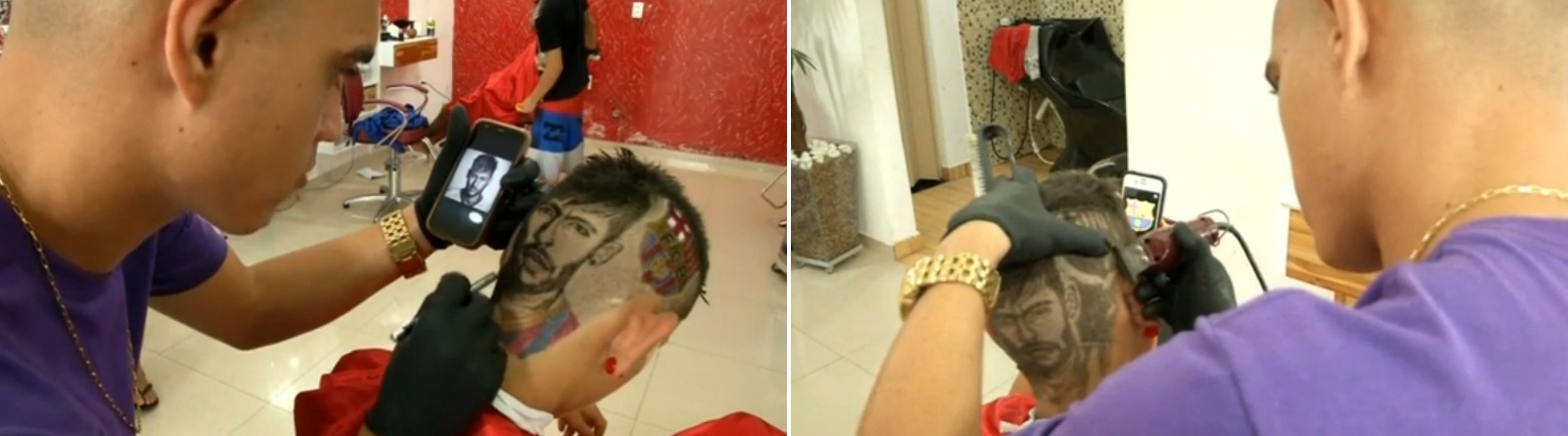 Fit for a true fan: Brazil hairdresser etches stars' faces on heads