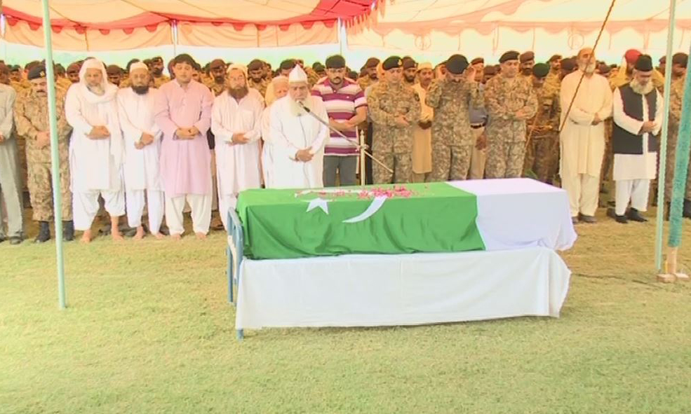Martyred Lt-Col Iftikhar laid to rest with full military honours in Multan