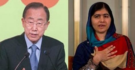 Ban Ki Moon, Malala stress promotion of education
