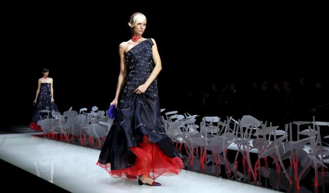 Italian fashion heavyweight Giorgio Armani wraps Milan Fashion Week with play on red