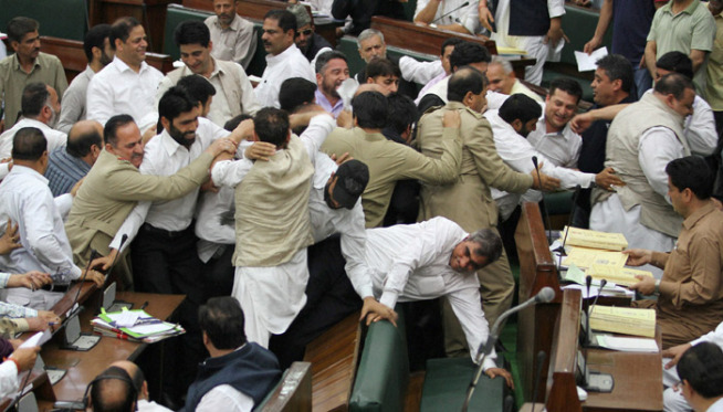 Protests in Jammu & Kashmir Assembly for second day