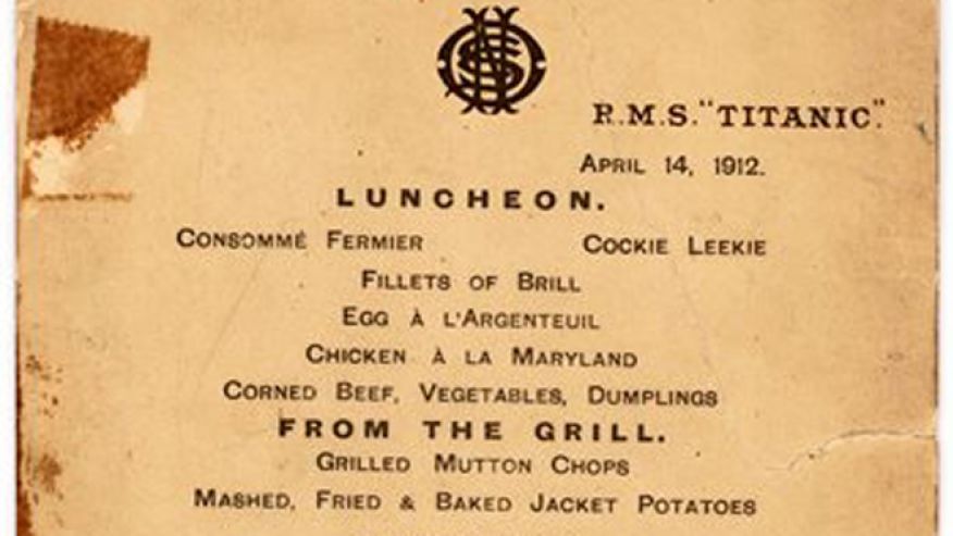 Titanic's last lunch menu sells for $88,000 at auction