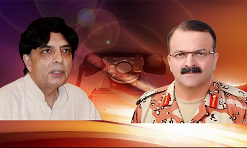 Ch Nisar consults DG Rangers Sindh to make Karachi operation more effective