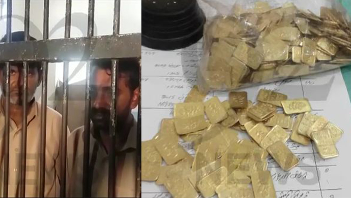 Police nab two smugglers, seize 417 fake gold biscuits in Karachi