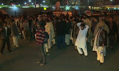 Passengers protest against PIA at Benazir Airport