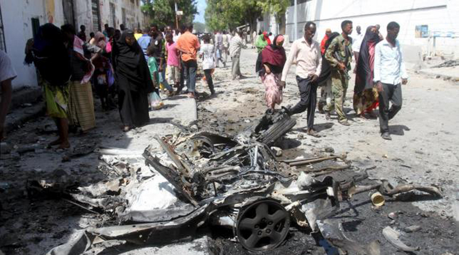 Suicide bombers kill seven at peacekeeping base in Somalia