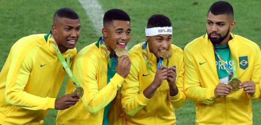 Neymar hands Brazil precious football gold medal