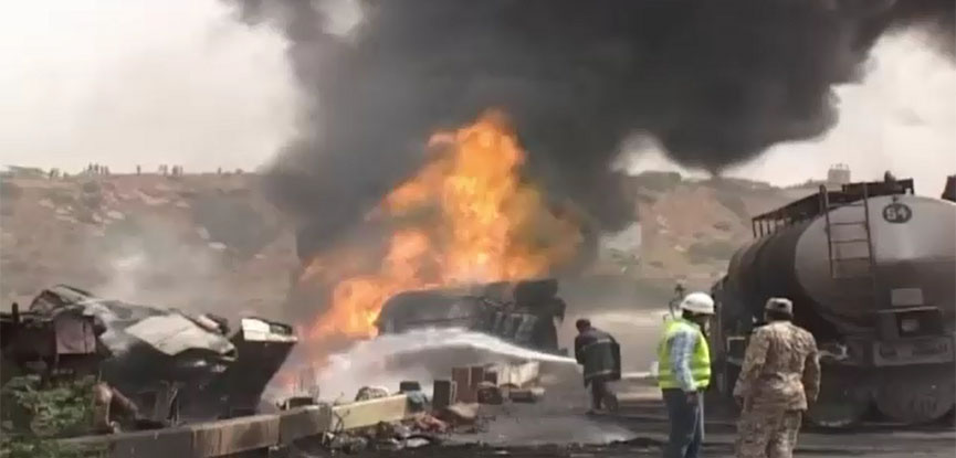Two dead as oil tanker catches fire in Karachi