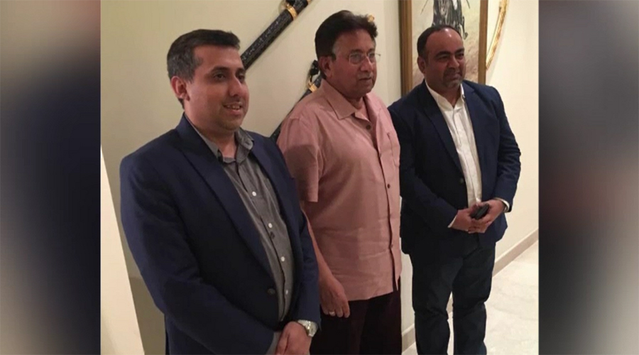 Khawaja Izharul Hassan calls on former president Gen Pervez Musharraf in Dubai