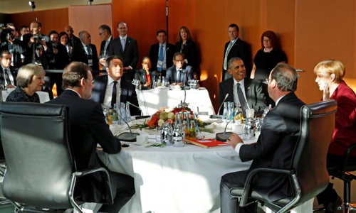 Obama, EU leaders agree to stick together, stay tough on Russia
