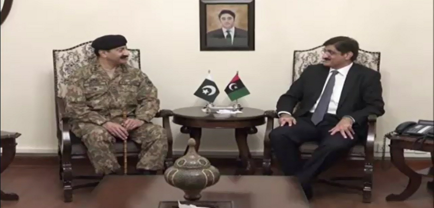Corps Commander Karachi Lt Gen Shahid Baig Mirza calls on Sindh CM