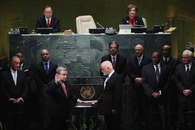 Portugal's Guterres sworn in as next UN secretary-general