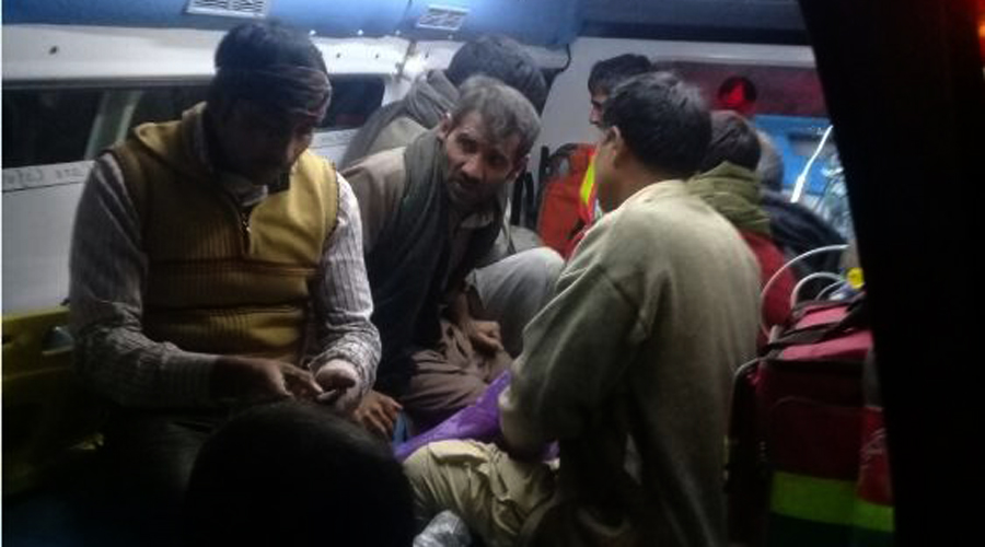 22 passengers injured as bus turns turtle due to fog in Pasrur