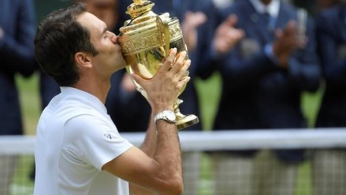 Federer wins record eighth Wimbledon title as Cilic crumbles