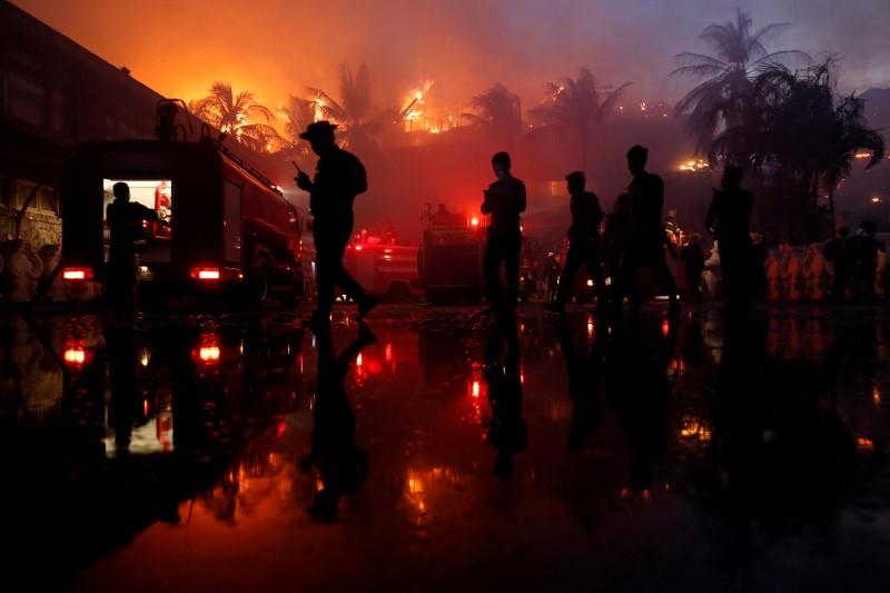 Fire destroys landmark hotel in Myanmar's largest city