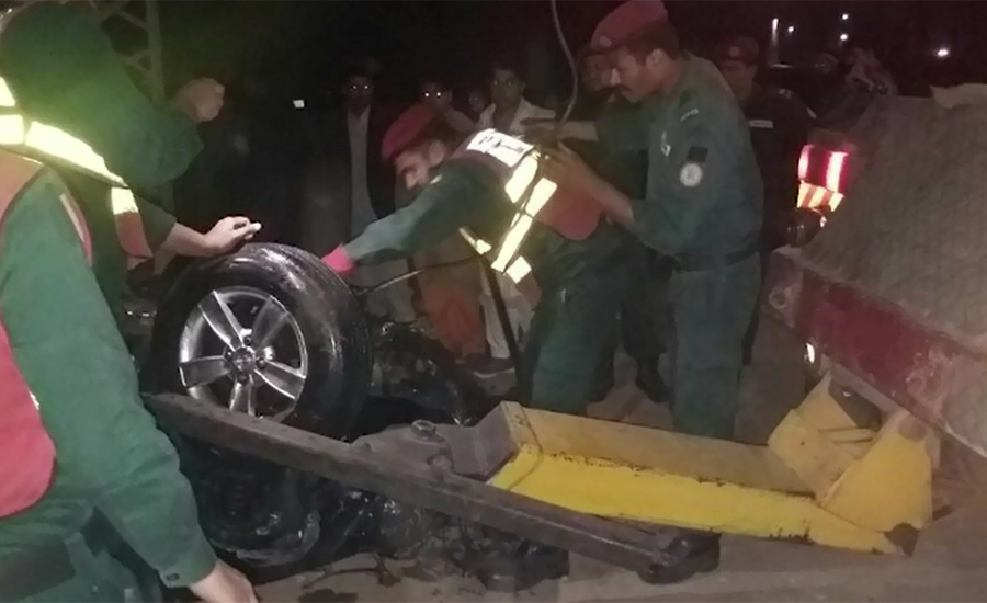 Four of a family die as car falls into drain in Gujranwala