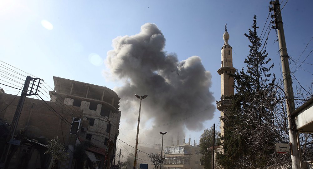 Air strike kills 17 in Ghouta rebel town