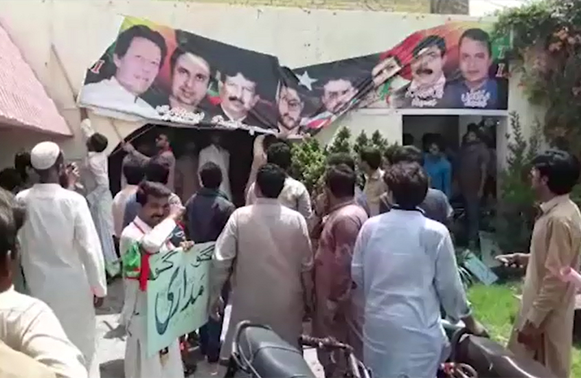 PTI workers protest against decision not to field candidate against Dasti