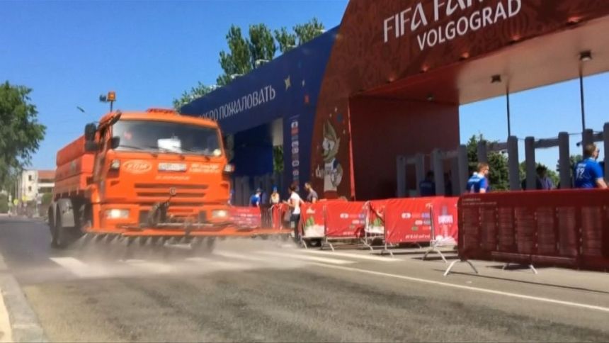 Russian truck sprays roads with vanilla to repel World Cup gnats