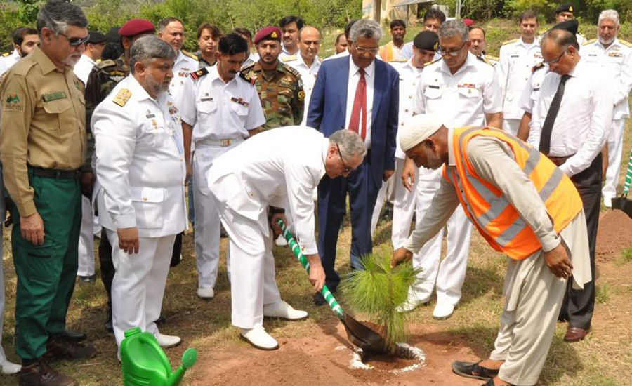 CNS Zafar Abbasi inaugurates pine tree plantation drive at Margalla Hills