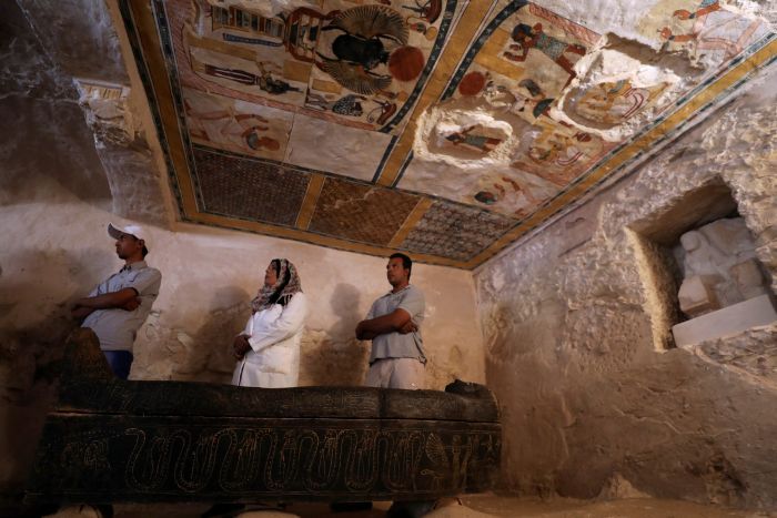 Egypt unveils previously unopened ancient female sarcophagus
