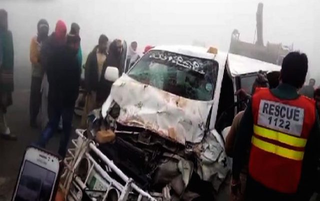 Three members of same family dead during road accident in Sahiwal