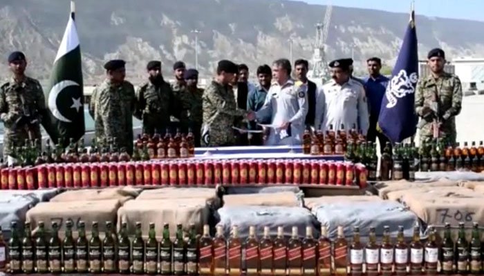 Pakistan Navy apprehended large hoard of liquor near Ormara