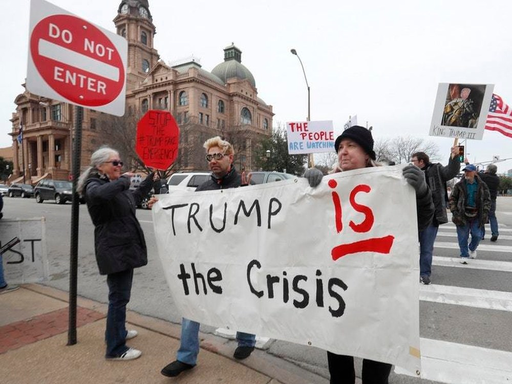 Protesters across US denounce Trump's emergency declaration