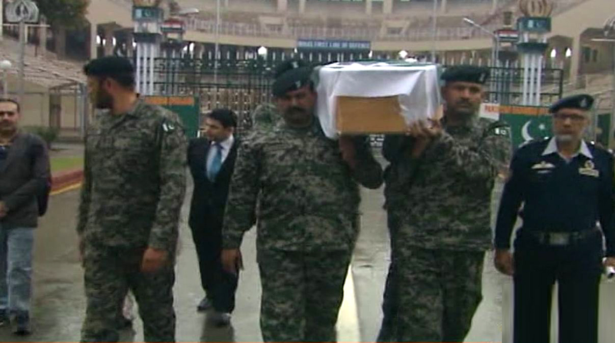 Body of Shakirullah martyred in India handed over to Pakistan at Wagah Border