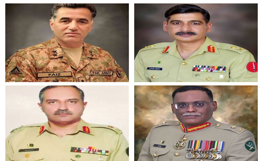 Four recently promoted army officers assigned duties
