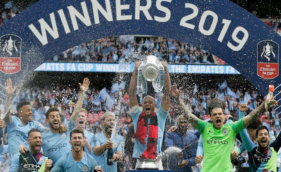 Manchester City crush Watford 6-0 to complete treble in style