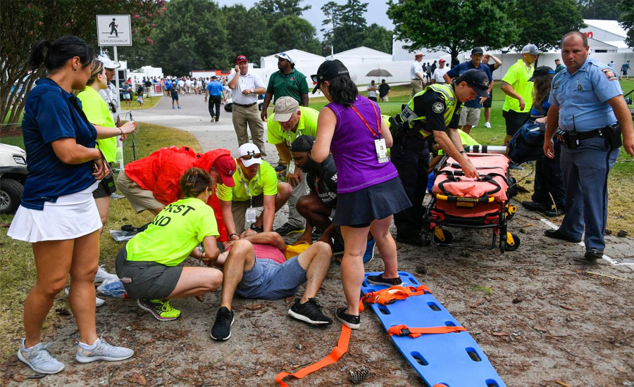 Six spectators wounded after lightning strike at Tour Championship