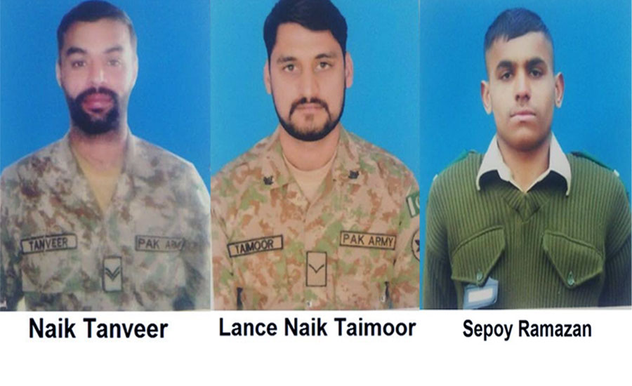 Three Pakistani soldiers martyred in Indian firing along LoC
