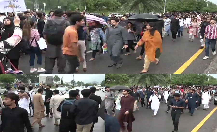 Students hold protest over woman’s death at Islamabad Bahria University