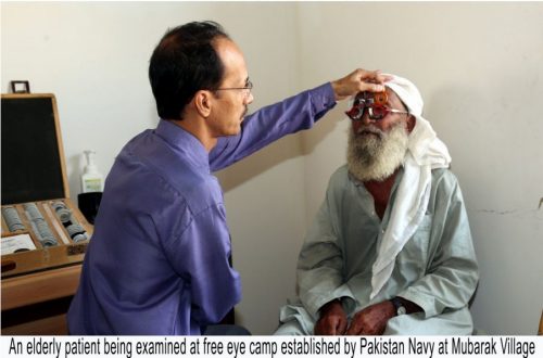 Pakistan Navy, establishes, free, eye camp, Mubarak Village