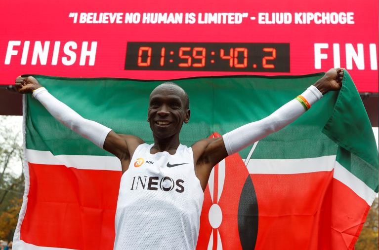 Olympic champion Kipchoge runs unofficial marathon in under two hours