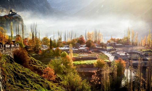 Land, A misty morning in the Hunza Valley (Shutterstock)