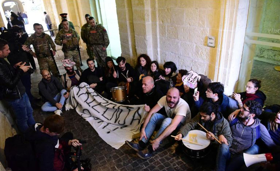 Activists storm into Maltese PM's office building