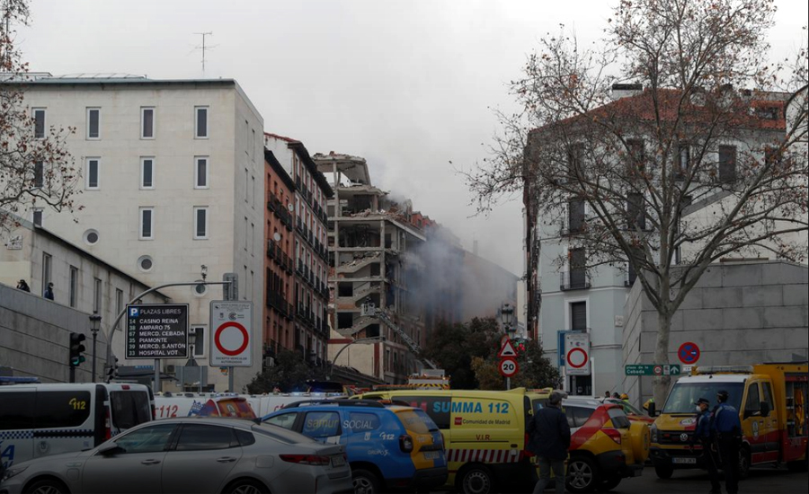 At least two dead after blast brings down building in central Madrid
