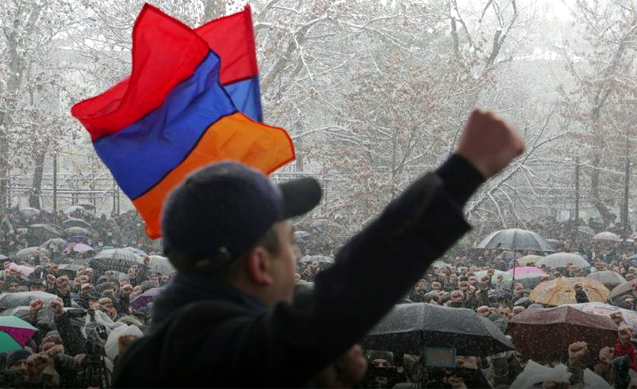 Thousands rally behind Armenia's PM after he accuses army of coup attempt