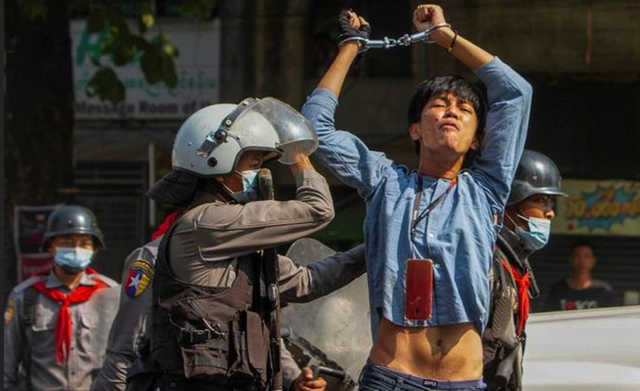 Myanmar police crack down on protests after envoy appeals to UN to stop coup