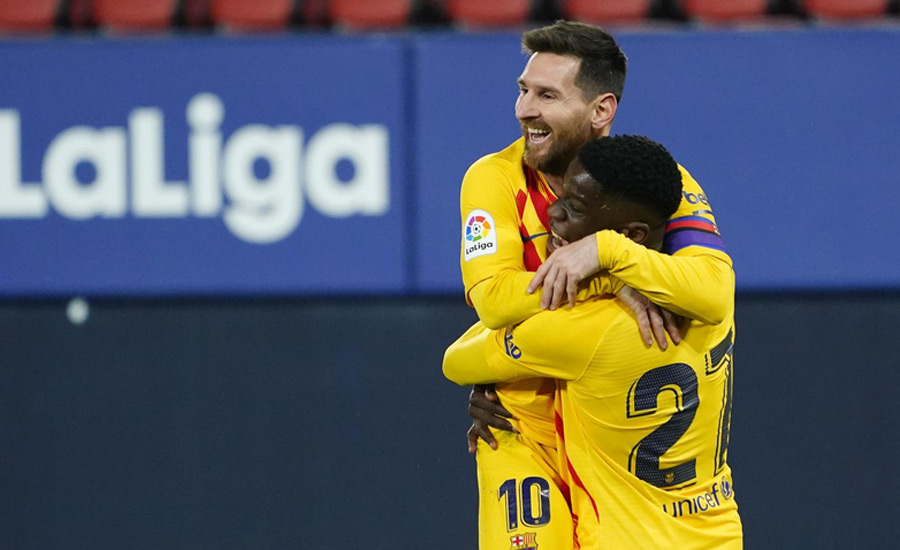 Messi grabs two assists as Barcelona march on with victory at Osasuna