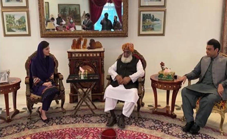 Maulana Fazlur Rehman meets Maryam, Hamza at Jati Umra