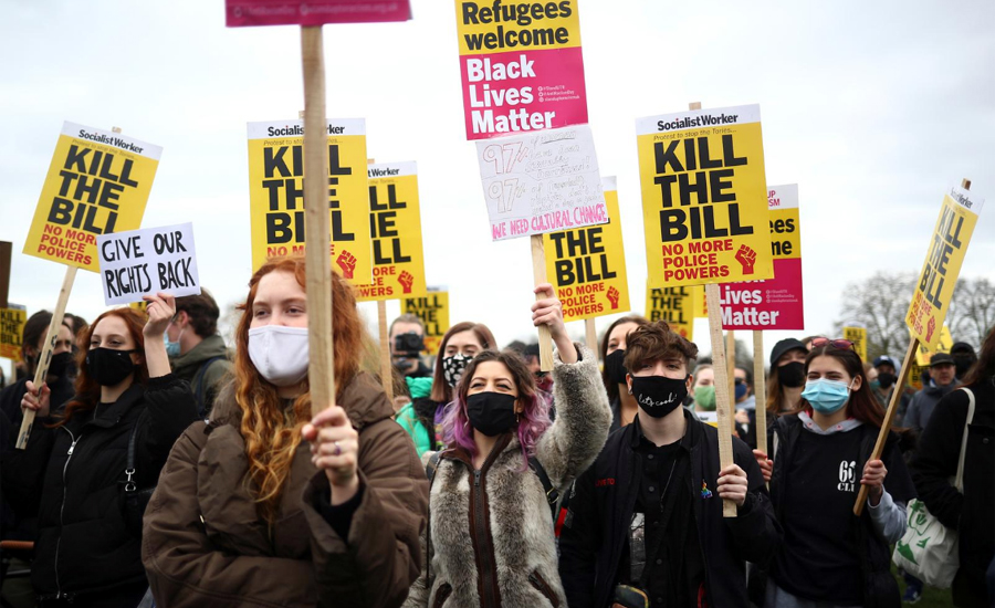Hundreds join 'kill the bill' rallies across Britain against proposed protest law