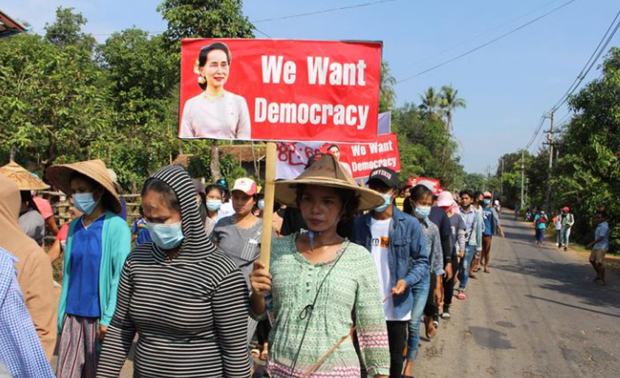 Myanmar protesters defy military as internet curbs test resolve